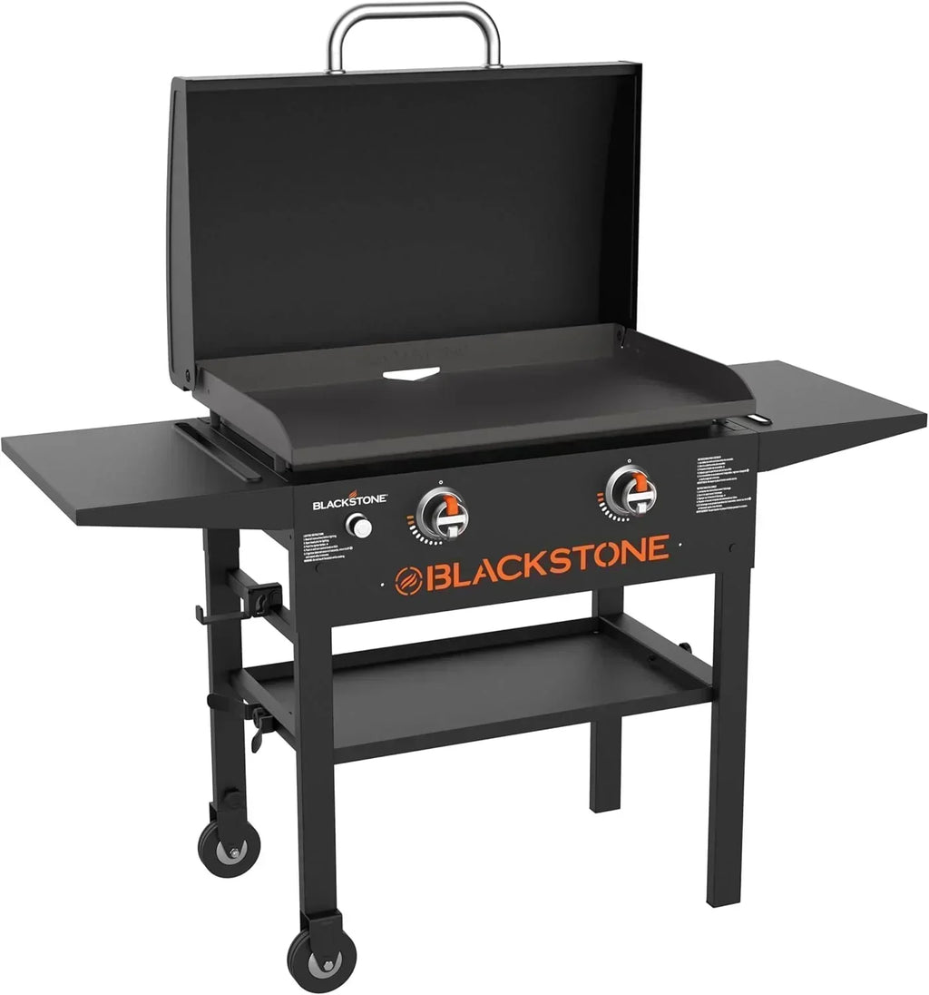 Blackstone 1883 Original 28 Griddle with Integrated Protective Hood and Counter Height Side Shelves wourant
