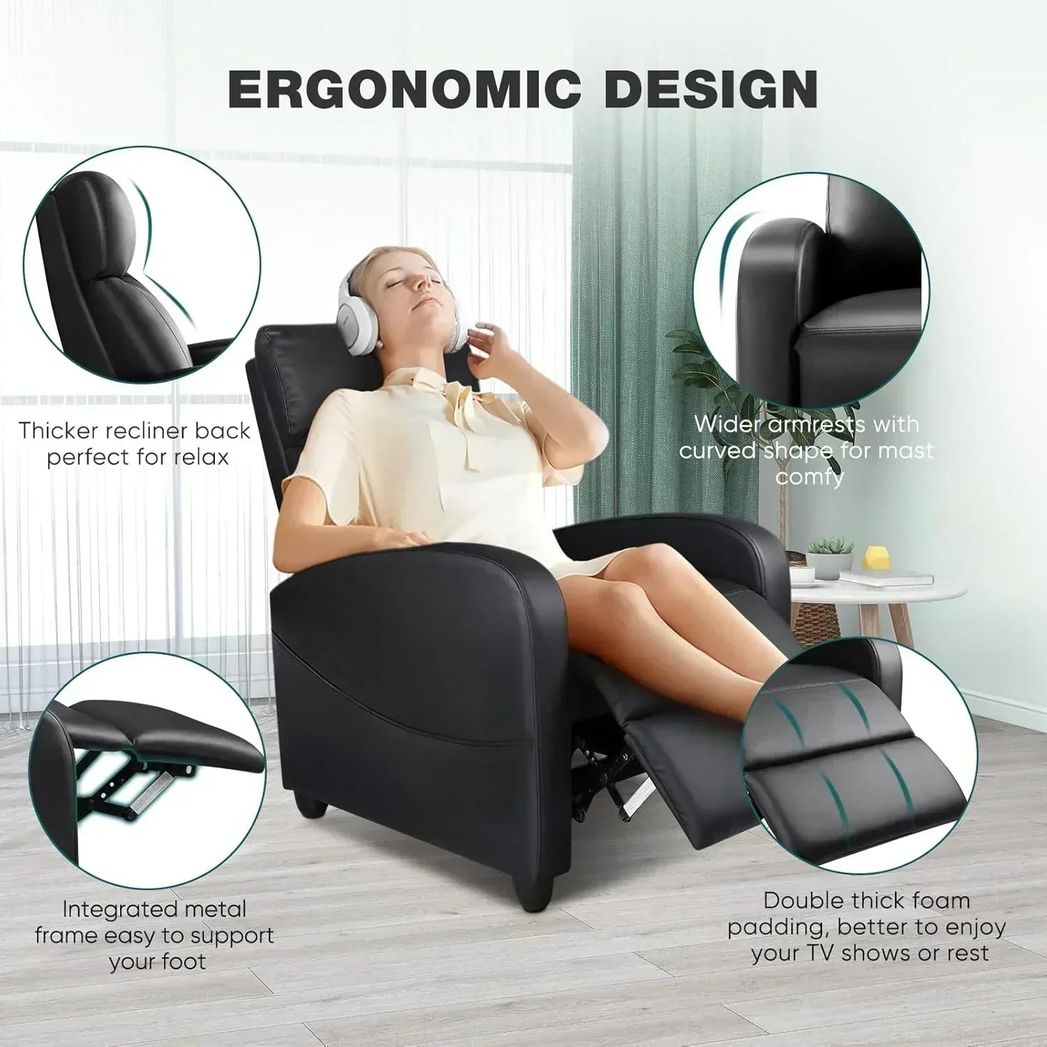 Swivel high-back rocking chair with footrest padded glider baby chair with comfortable deep seat wourant