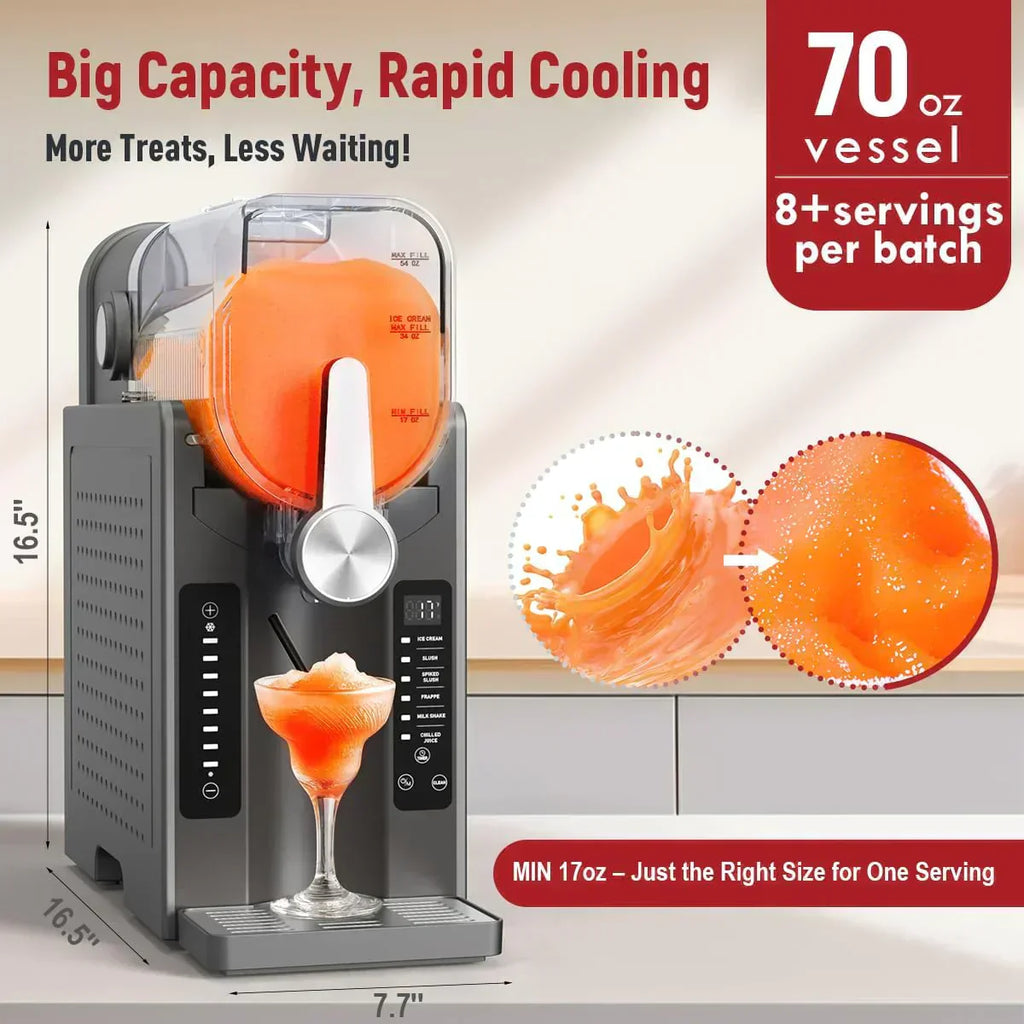 Slushie Machine No Ice Needed All-in-One Slushy Maker for Home Real-Time Temp Display wourant