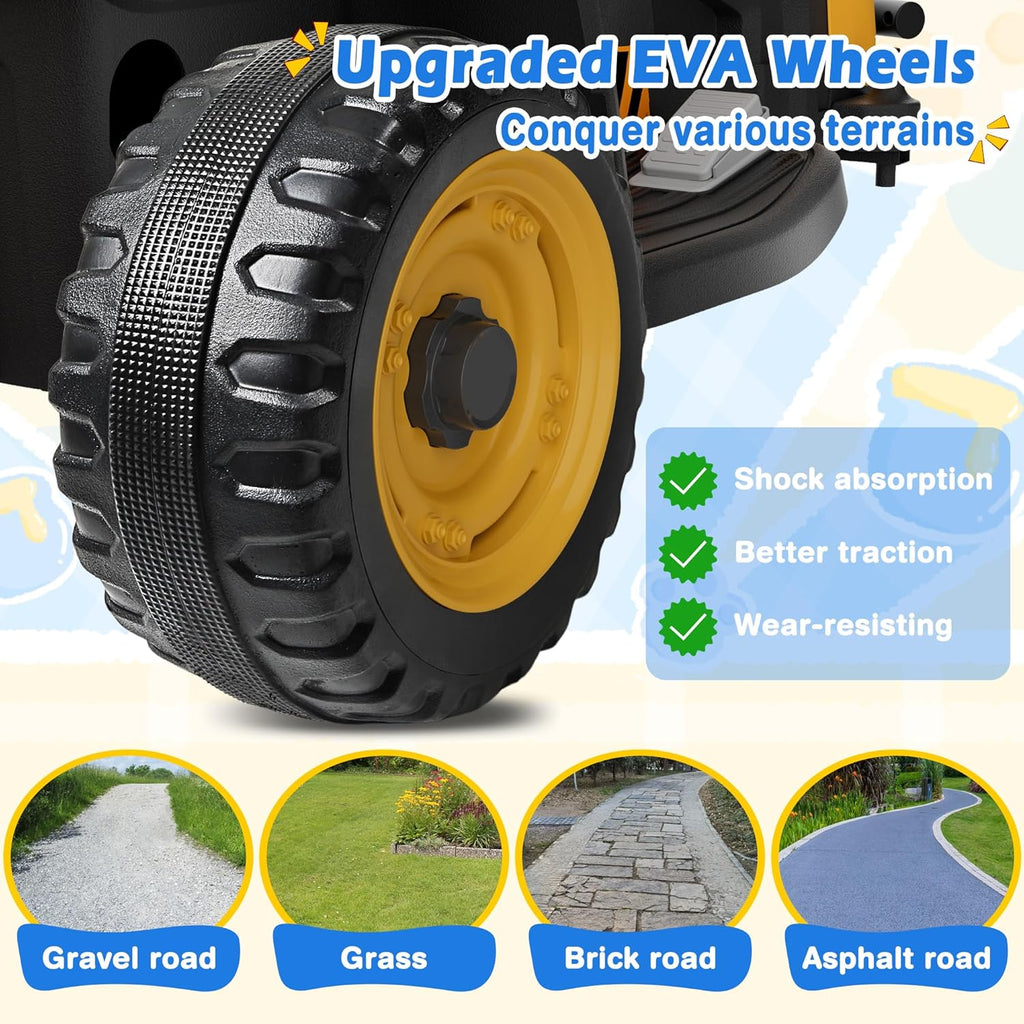 24V Ride On Tractor Tiltable Detachable Trailer 2x65W Motors EVA Tires Remote Control wourant