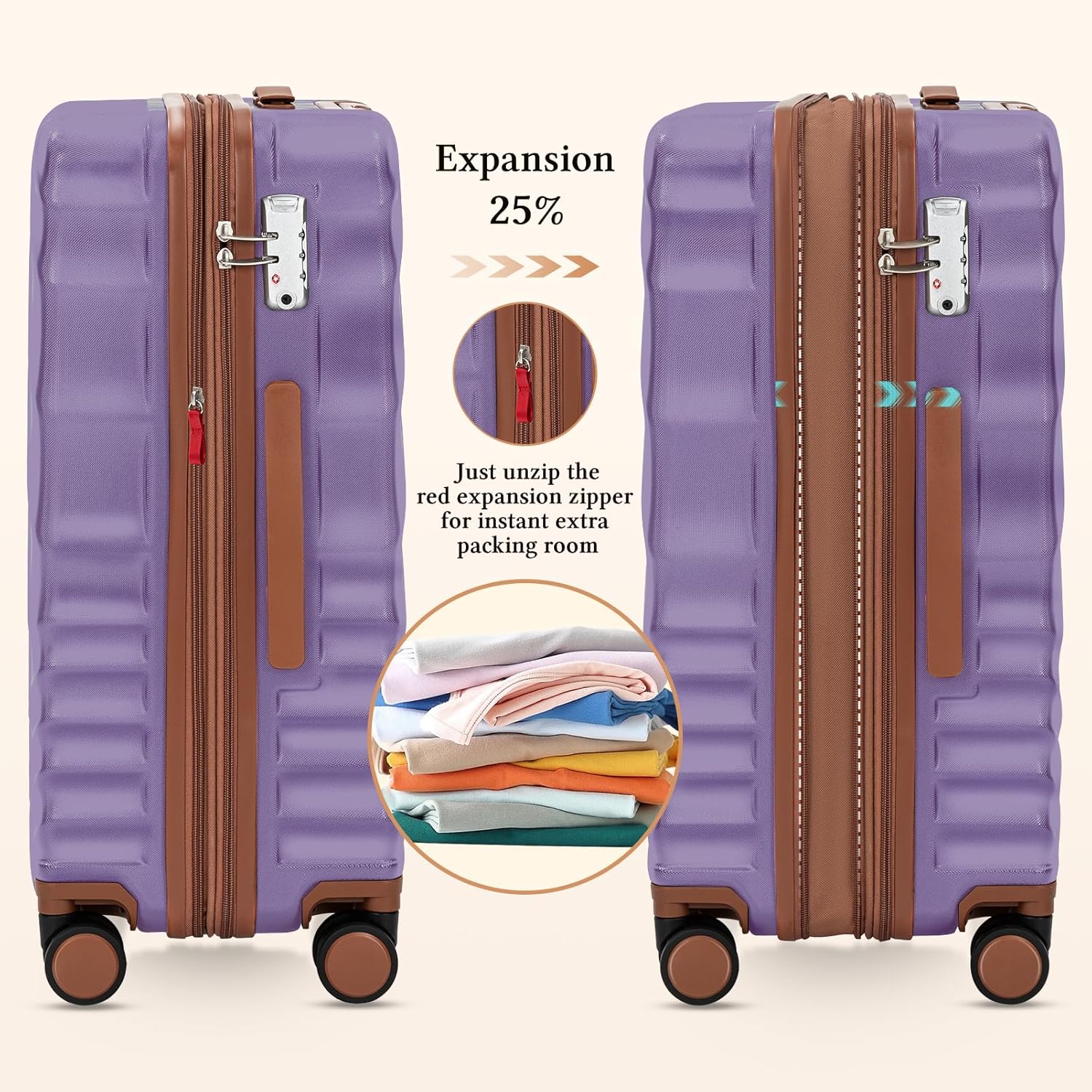 5 piece luggage set expandable suitcase 22x14x9 aviation certified durable waterproof travel set wourant