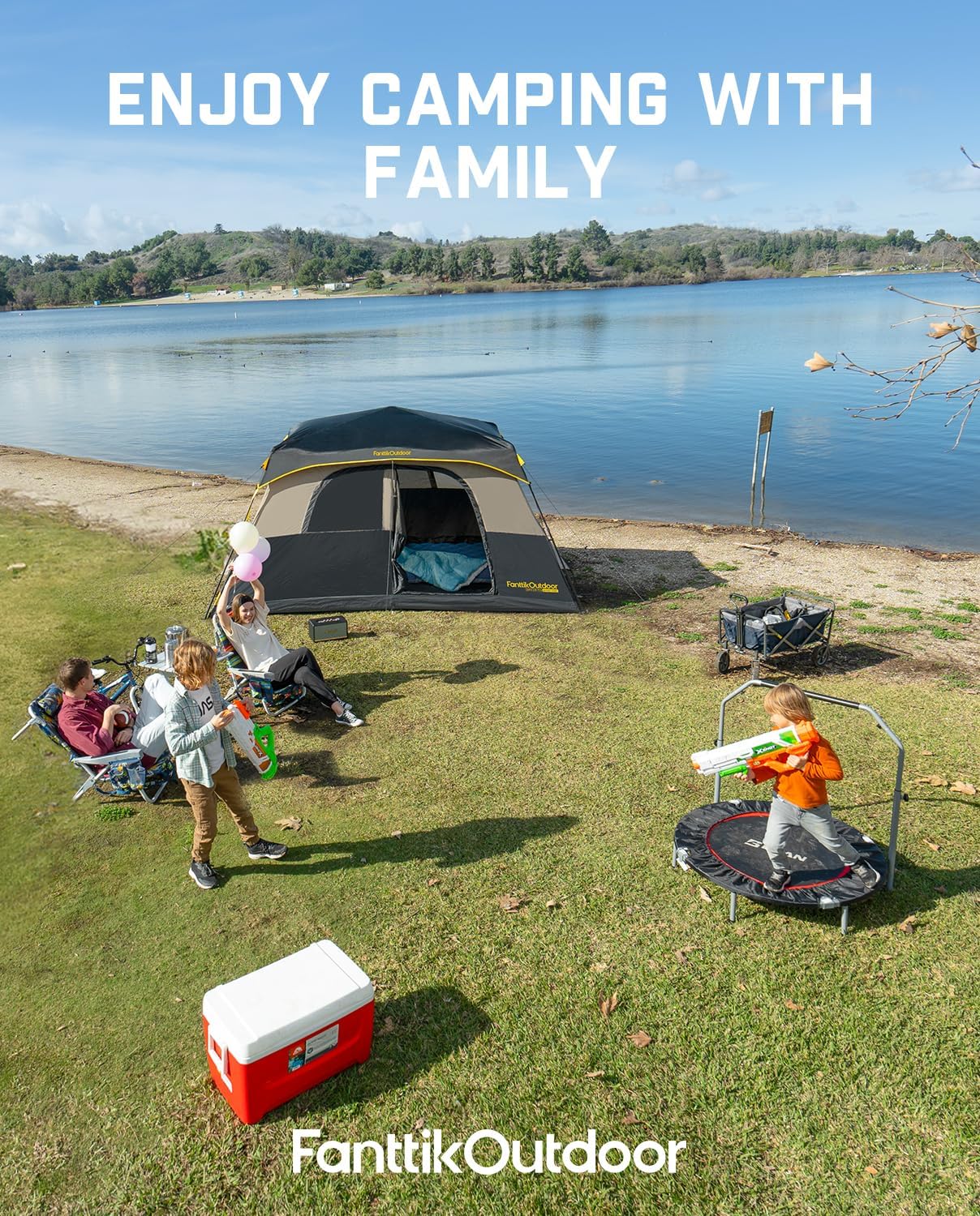 Portable camping tent for 4/6/8/10 people with instant cabin and rainproof and windproof wourant