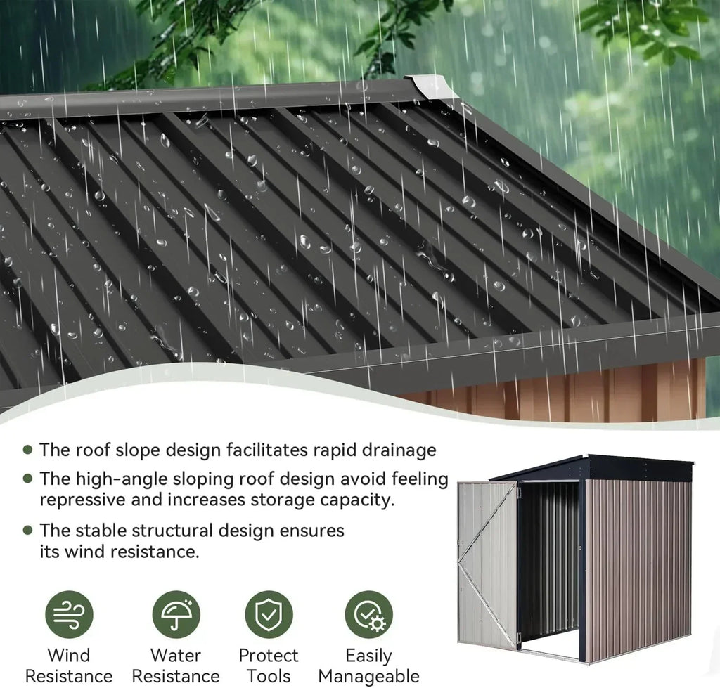 Aoxun 6.2x4 FT Shed Outdoor Storage Shed Metal Garden Shed Sloping Roof Tool Shed Bike Shed wourant