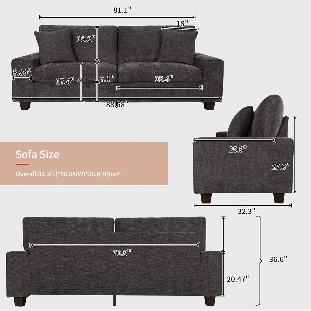 DOPEDIO living room double sofa chenille lounge chair removable solid wood frame wourant