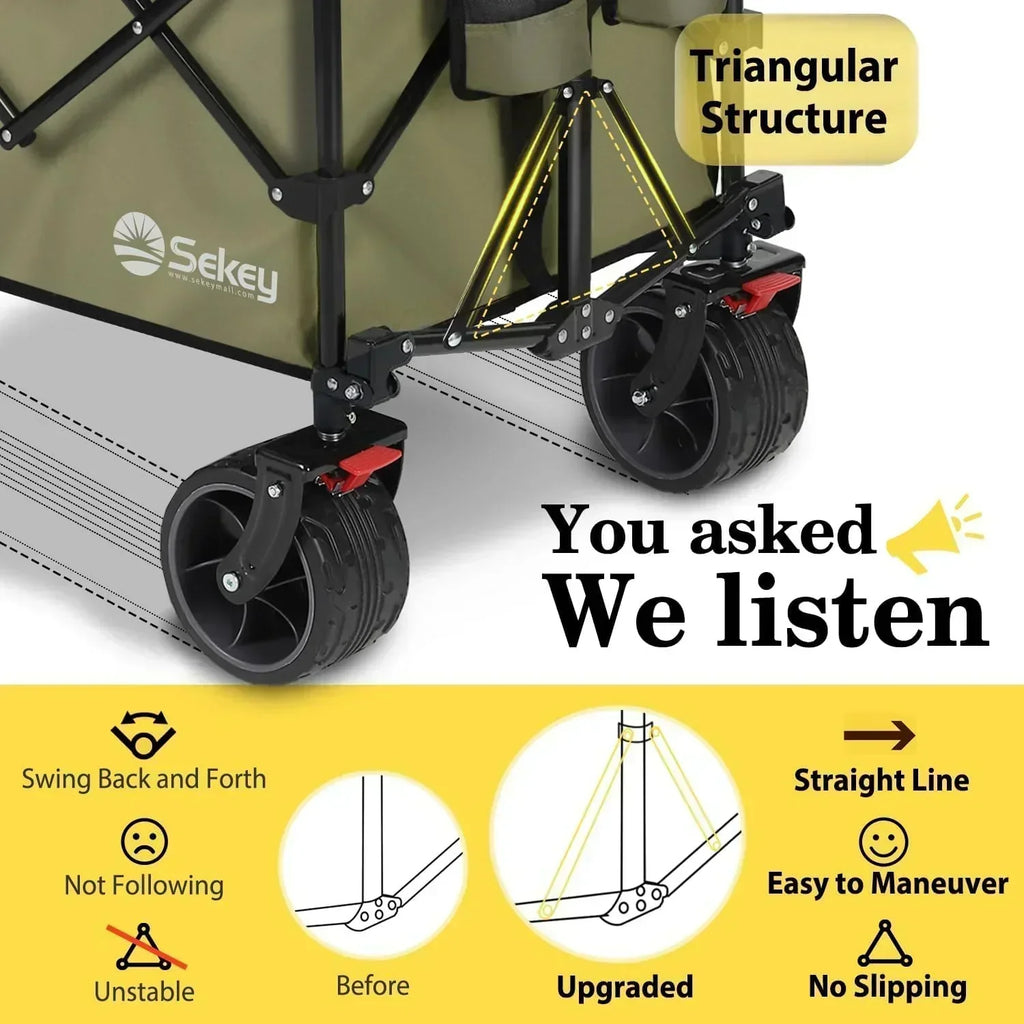 Sekey 48 Inch Long Foldable Extended Travel Cart 440 Lbs Folding Multi-Purpose Garden Cart wourant