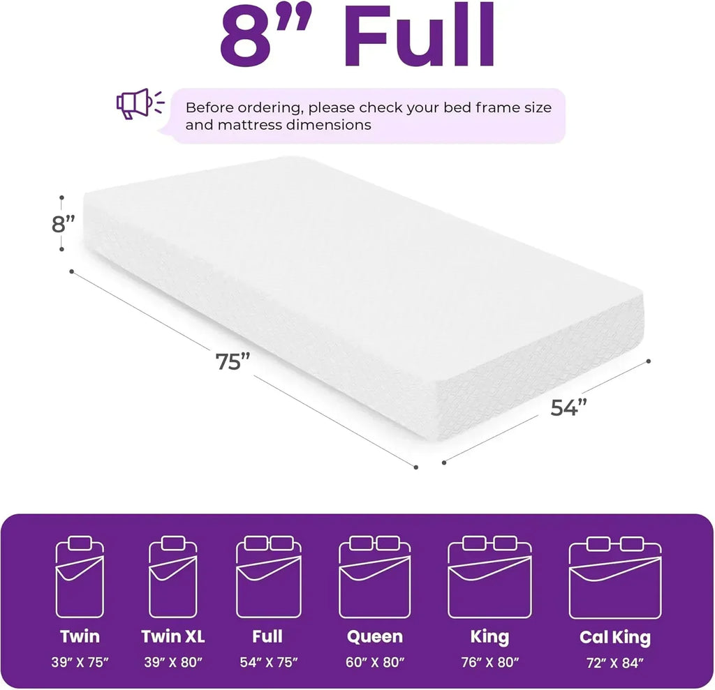 GAESTE 8-inch Fully Cooling Gel Memory Foam Mattress Mattress-in-a-Box wourant