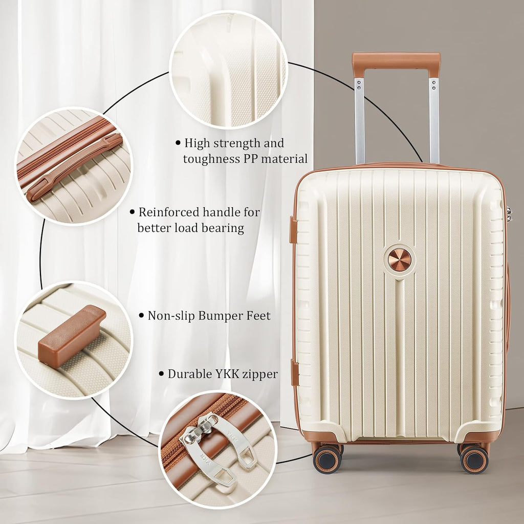 5-piece PP hardshell lightweight travel carry-on luggage set with dual spinner wheels wourant