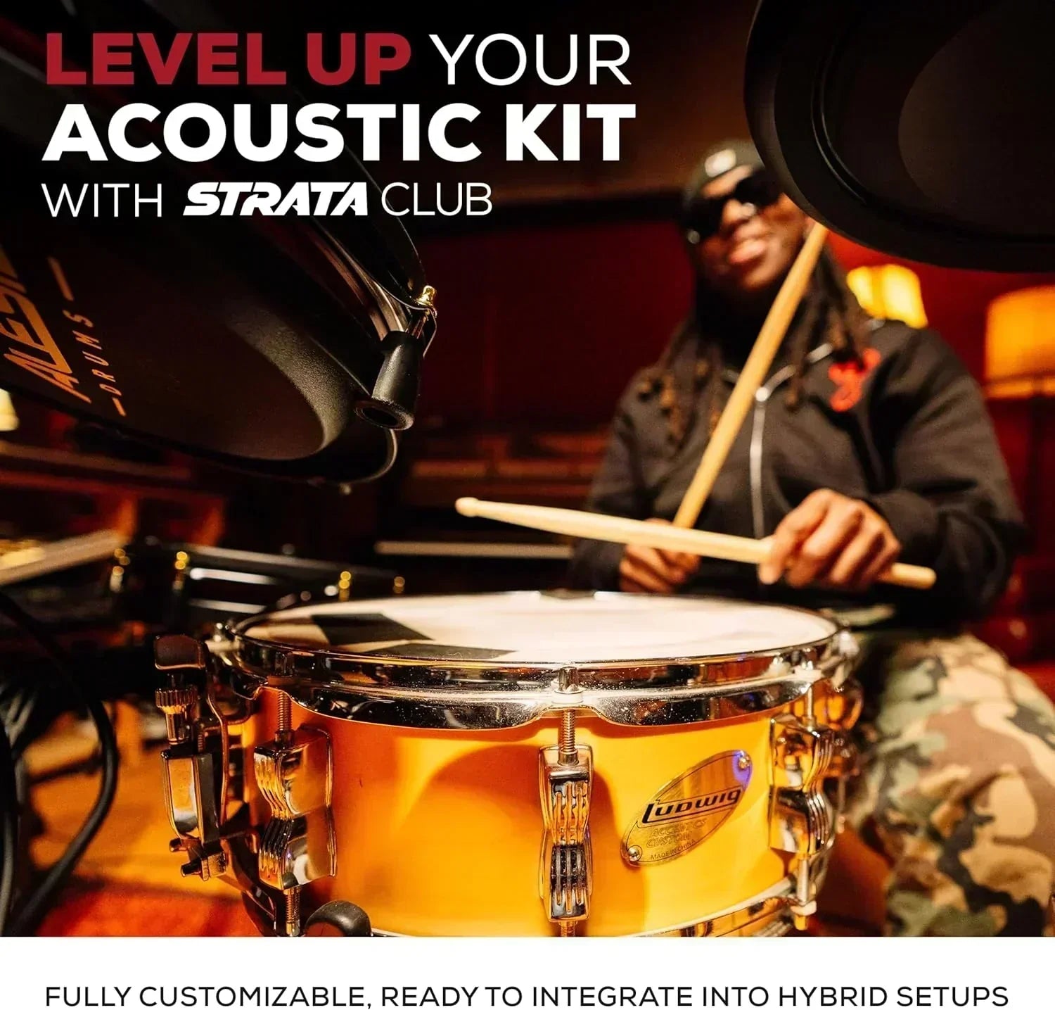 Alison Strata Prime Electronic Drum Set with Touch Screen Dual Area Grid Head wourant