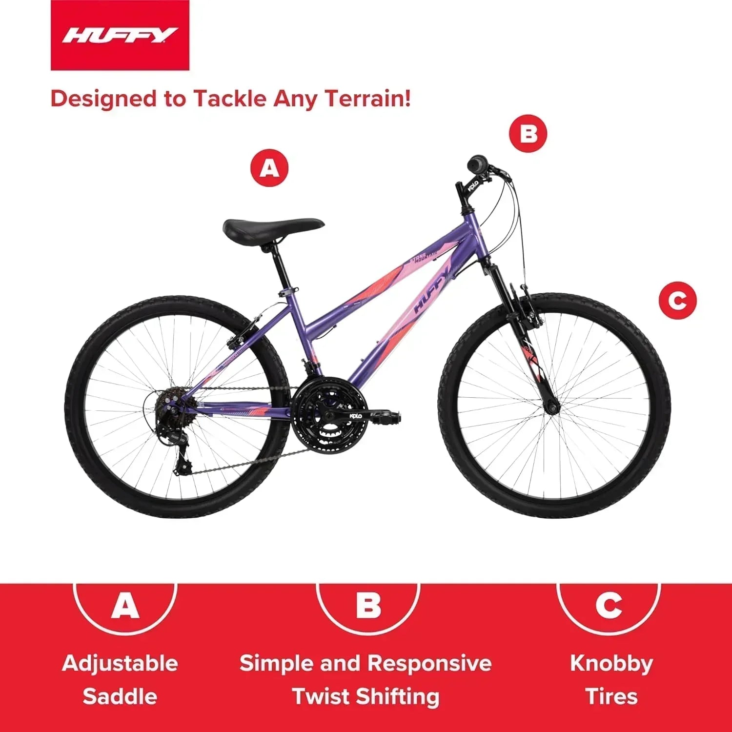 Huffy Stone Mountain Hardtail Mountain Bike for Boys/Girls/Men/Women 20"/24"/26" Sizes wourant