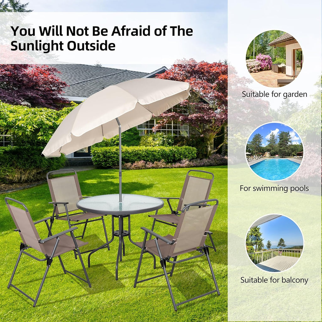 Vongrasig 6 Piece Folding Patio Dining Set Small Metal Outdoor Garden Patio Table and Chair Set wourant