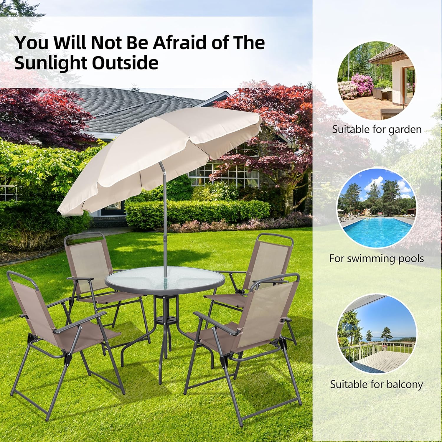 Vongrasig 6 Piece Folding Patio Dining Set Small Metal Outdoor Garden Patio Table and Chair Set wourant