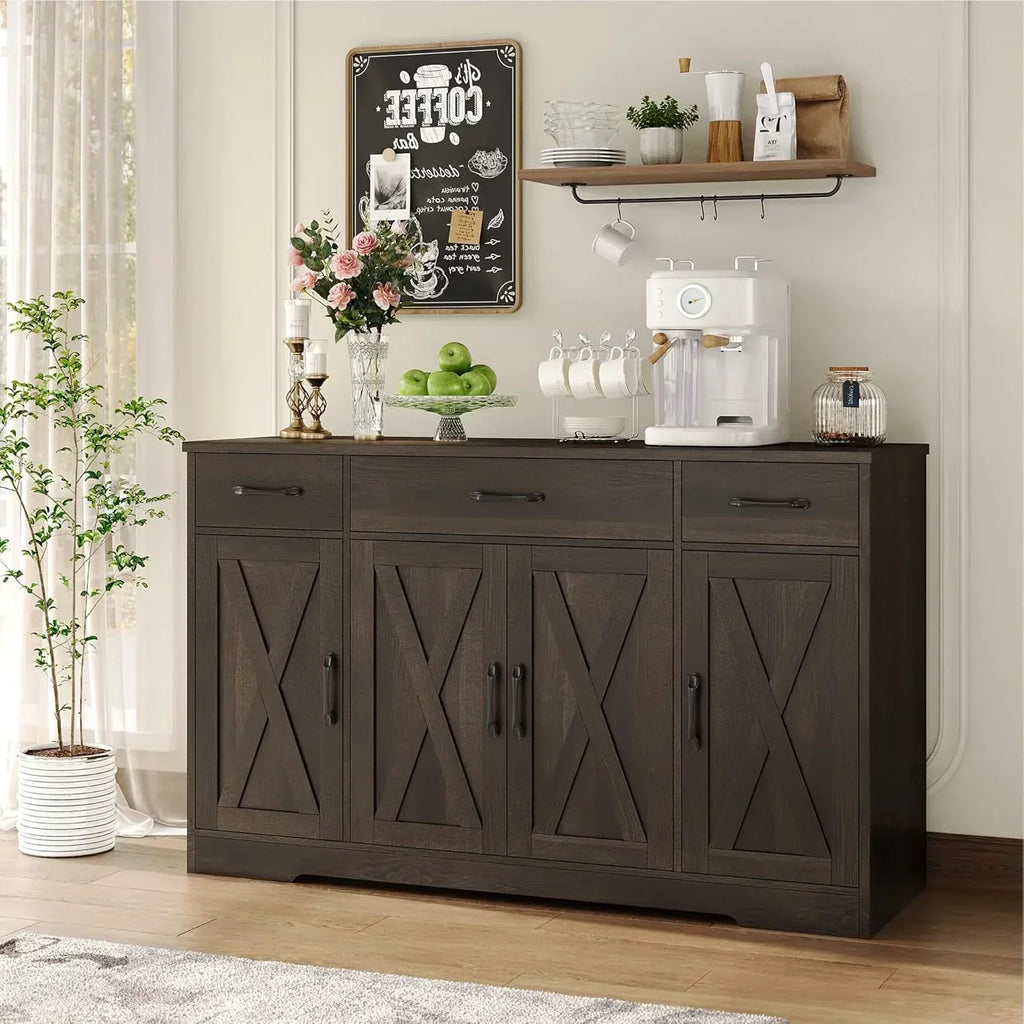Sideboard with drawers large 55-inch sideboard modern farmhouse wood kitchen dining table wourant