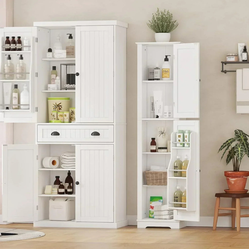 Tall Pantry Cabinet Freestanding Storage Cabinet Wooden Kitchen Pantry with 4 Doors wourant