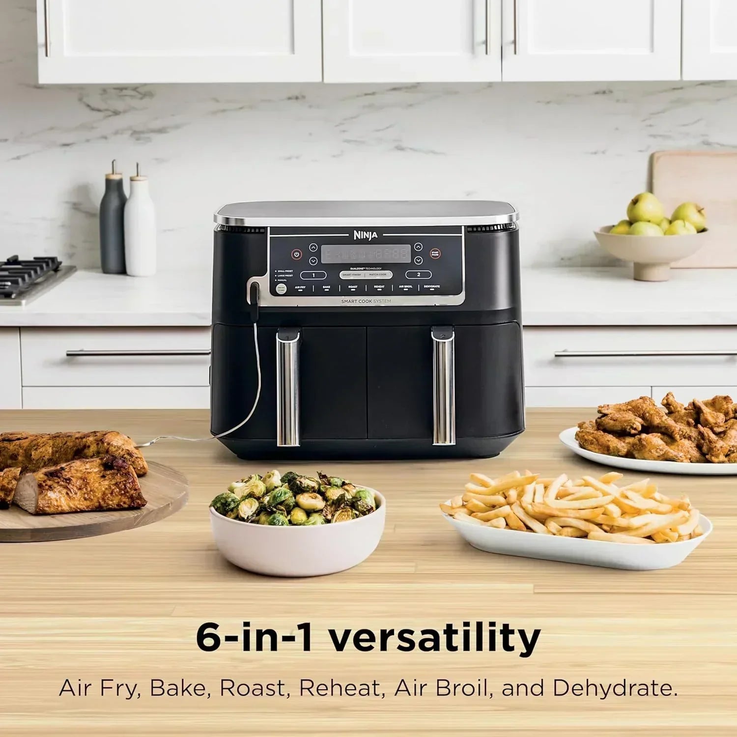 Ninja Foodi 6-in-1 FlexBasket Air Fryer with 7 QT MegaZone Basket Divider for Large Proteins wourant
