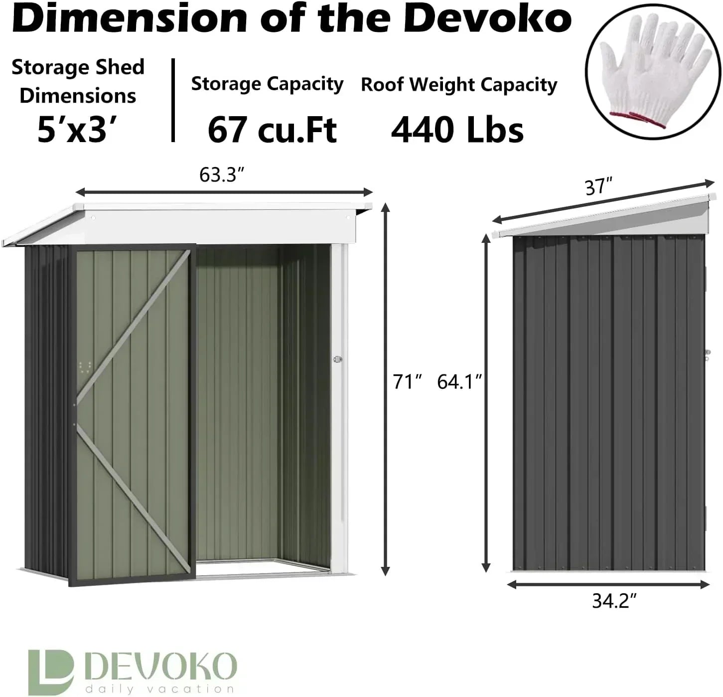 Devoko Outdoor Storage Shed Lockable Metal Garden Shed Steel Anti-Corrosion Storage House wourant