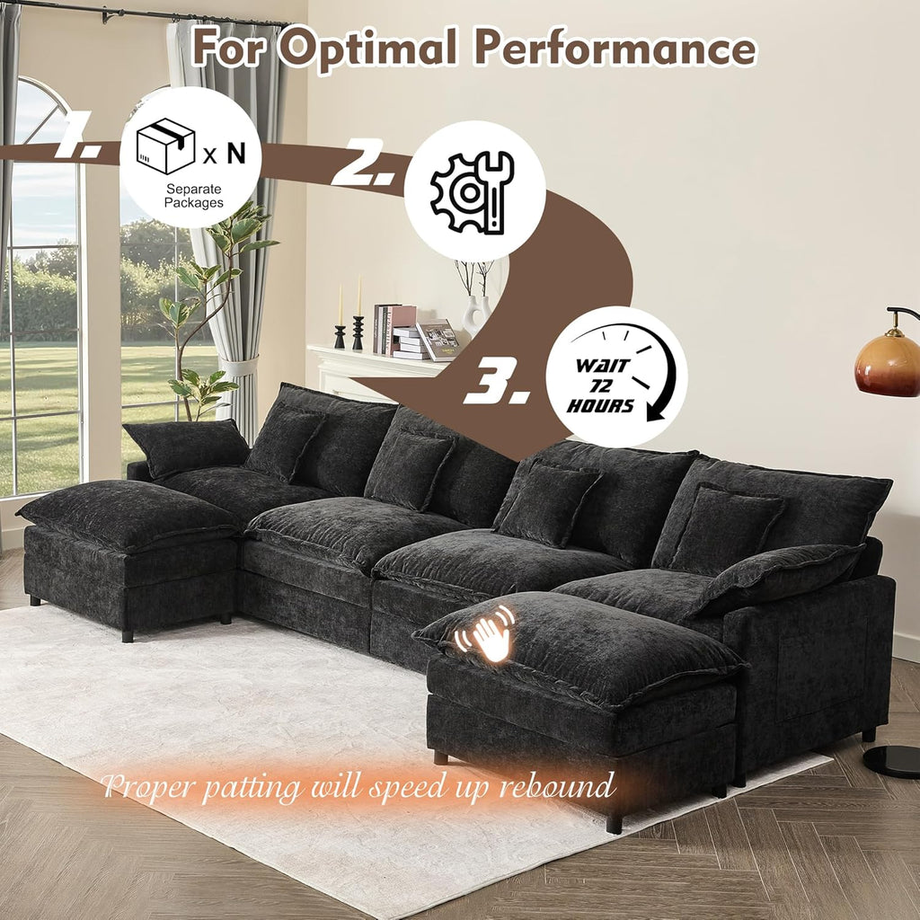 108" U-shaped sofa modular sofa Comfortable cloud sofa wourant