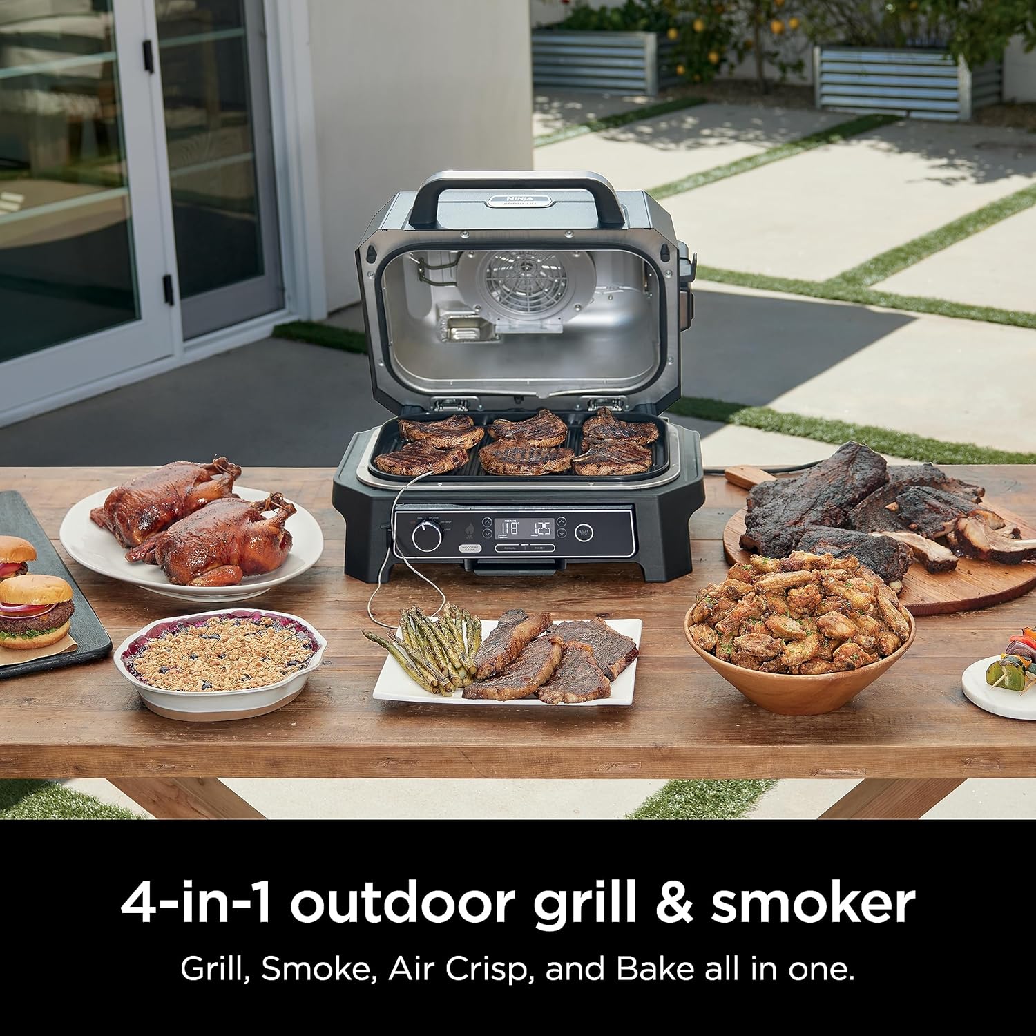 Ninja Woodfire Pro XL Outdoor Grill Smoker Thermometer 4-in-1 Master Grill BBQ Smoker Outdoor Air Fryer wourant