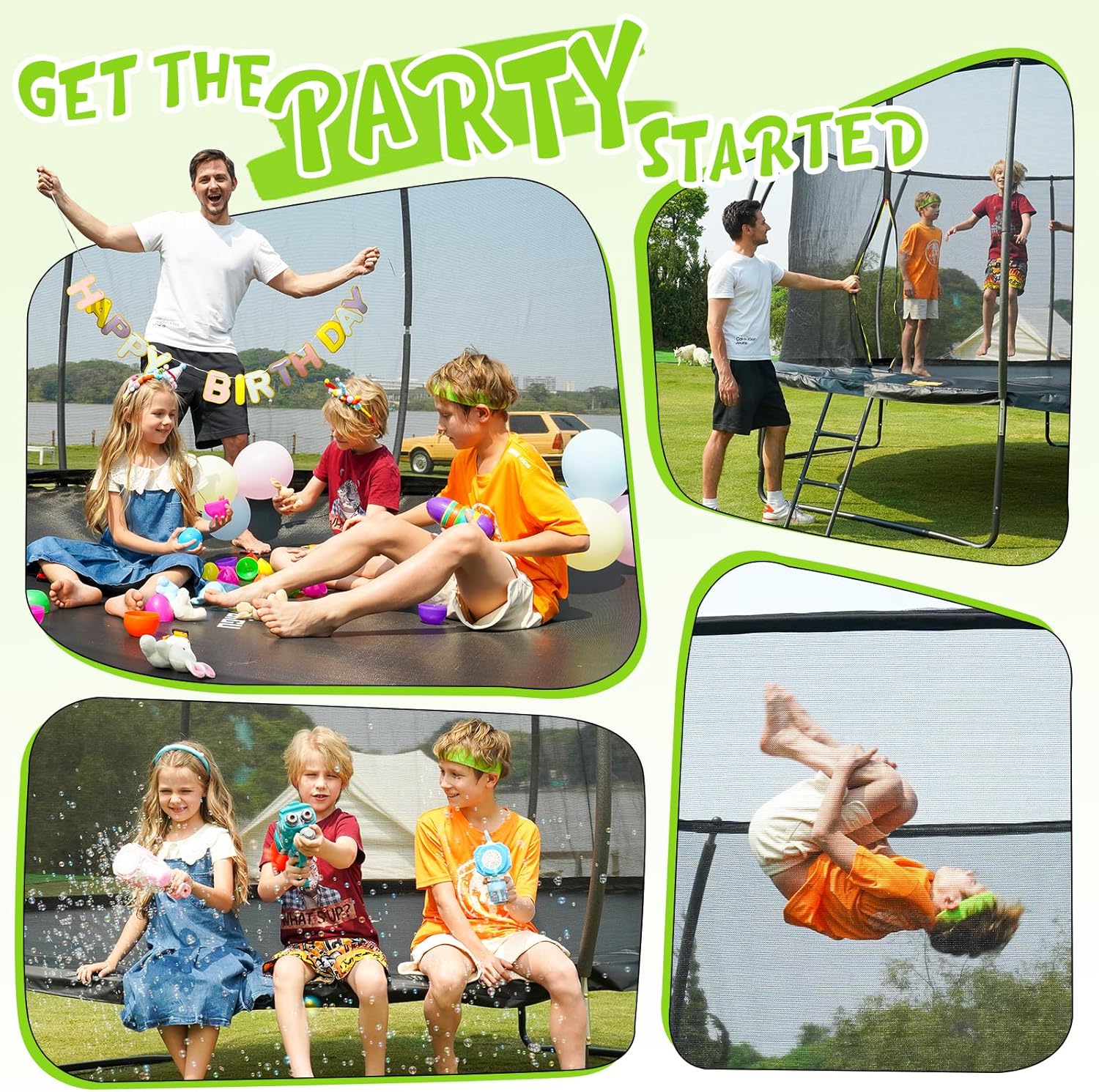 Gigu 10FT 12FT 14FT Recreational Trampolines with Enclosure Net and Ladder Anti-Rust Coating wourant