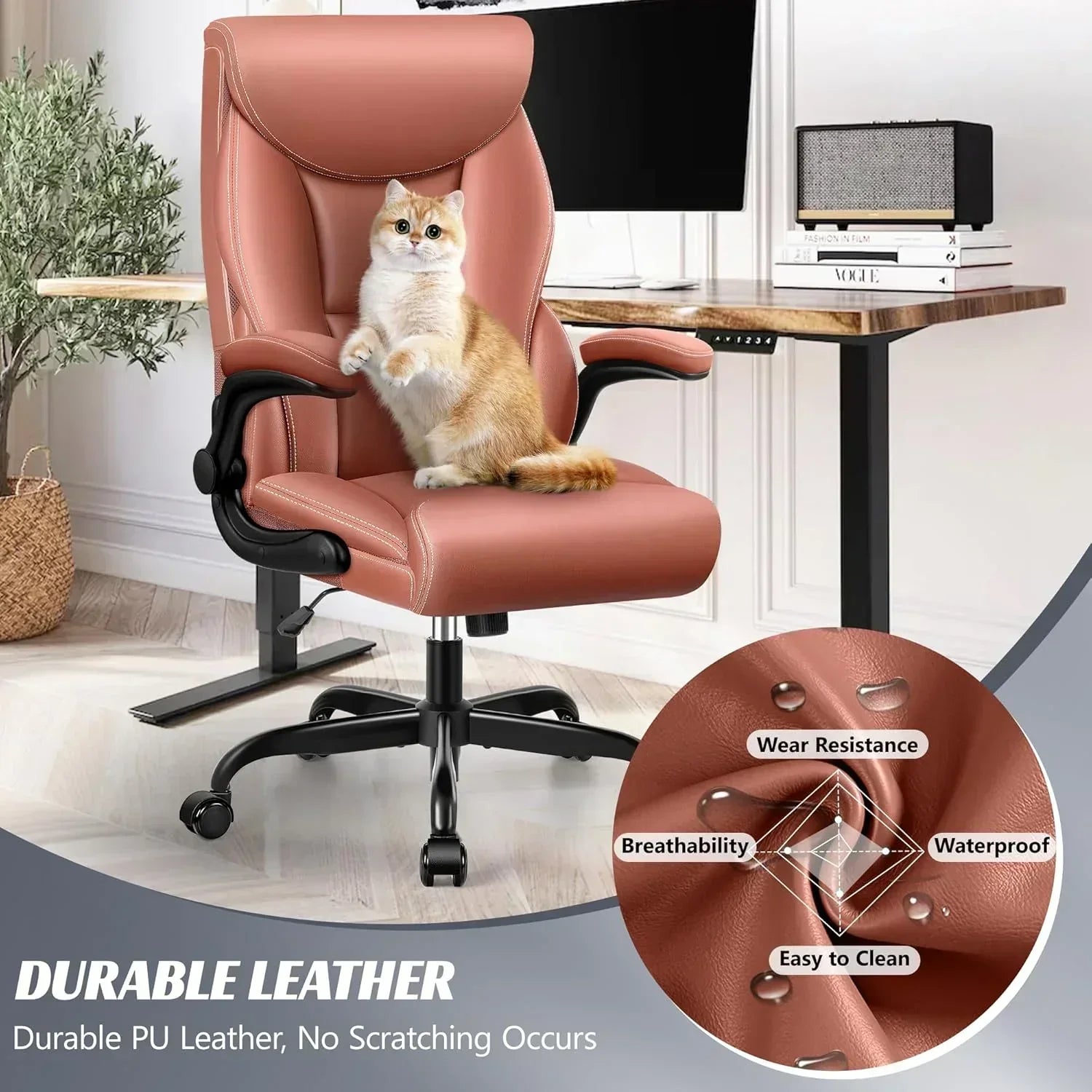 Office Chair Large High-Foot Computer Desk Chair Chair Lumbar Support Rotating Computer Chair wourant