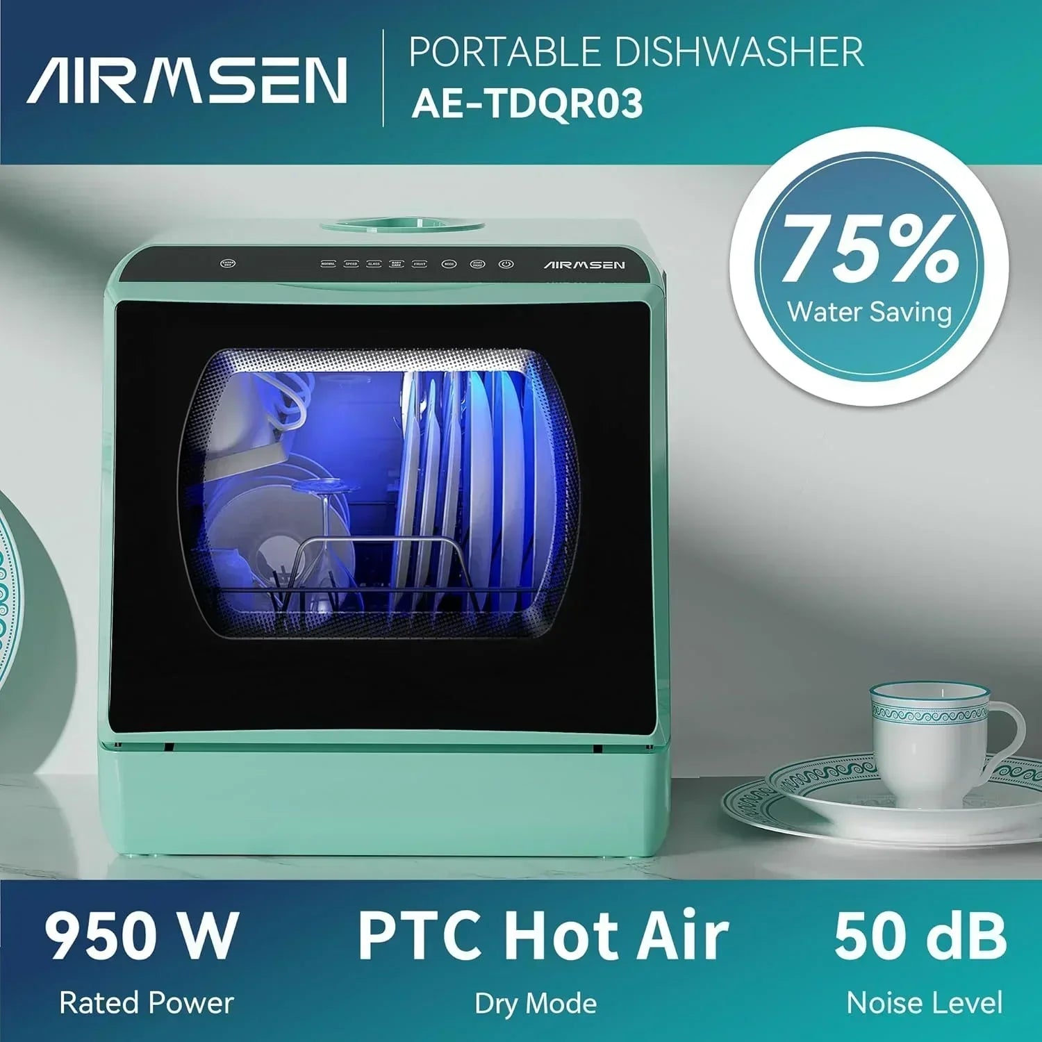 AIRMSEN portable tabletop dishwasher 5 washing programs mini dishwasher wourant