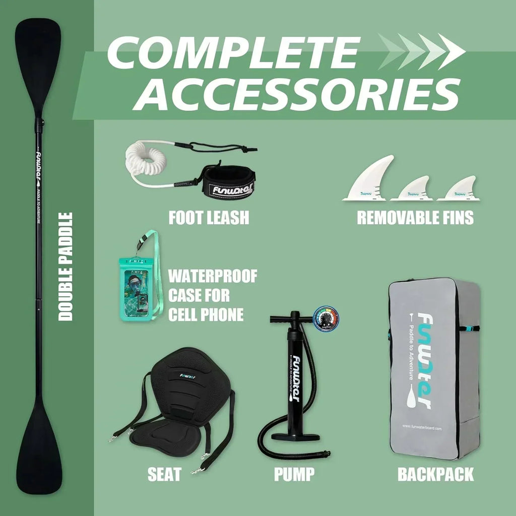 FunWater Inflatable Stand Up Paddle Board Premium SUP Paddle Accessories EVA Deck wourant