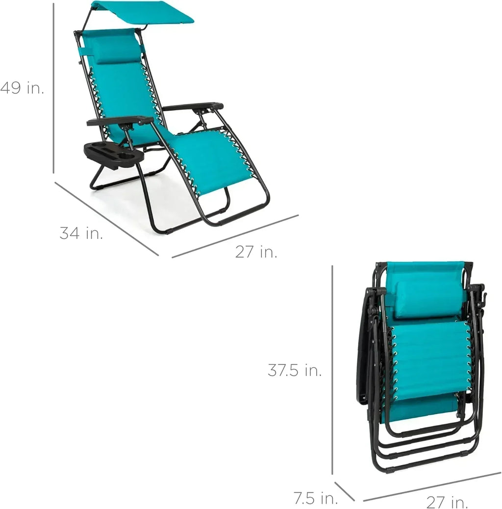 Best Choice Products Folding Zero Gravity Recliner Patio Lounge Chair Adjustable Canopy Shade wourant