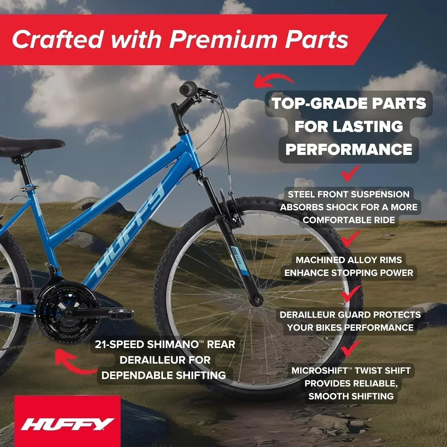Huffy Stone Mountain Hardtail Mountain Bike for Boys/Girls/Men/Women 20"/24"/26" Sizes wourant