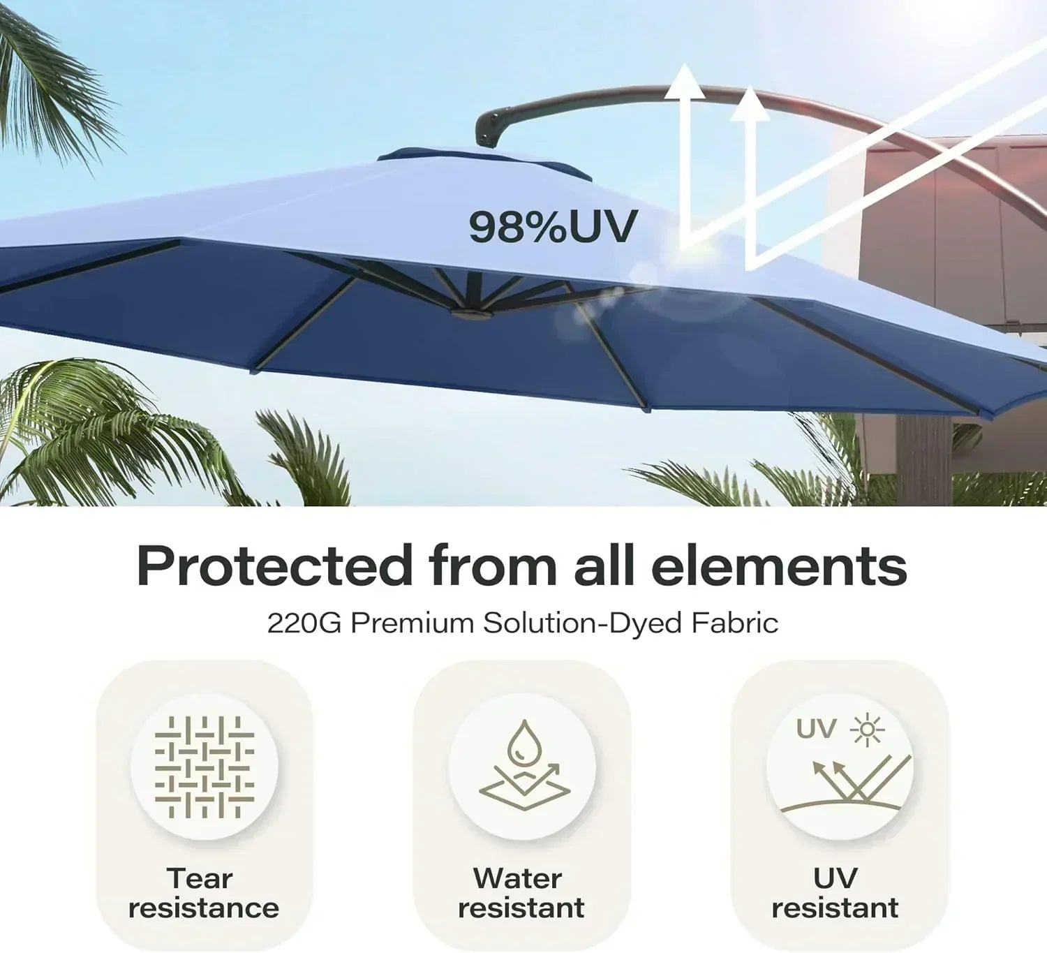 LAUSAINT HOME Outdoor Patio Umbrella with Base included 11 FT Deluxe Curvy Cantilever Umbrella wourant