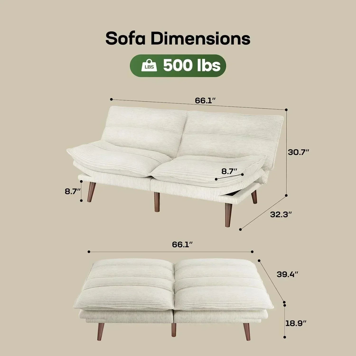 Futon Sofa Bed Futon Sofa Adjustable Back Armrests Converts to Small Sleeper Sofa Bed wourant