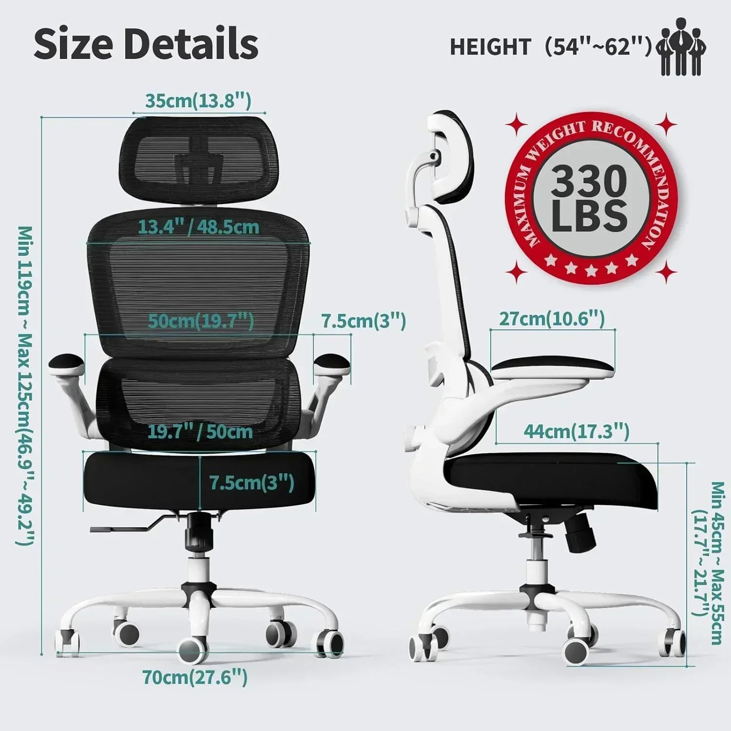 TRALT Office Chair Ergonomic Desk Chair 330 lbs Home Gaming Chair with Wheels wourant