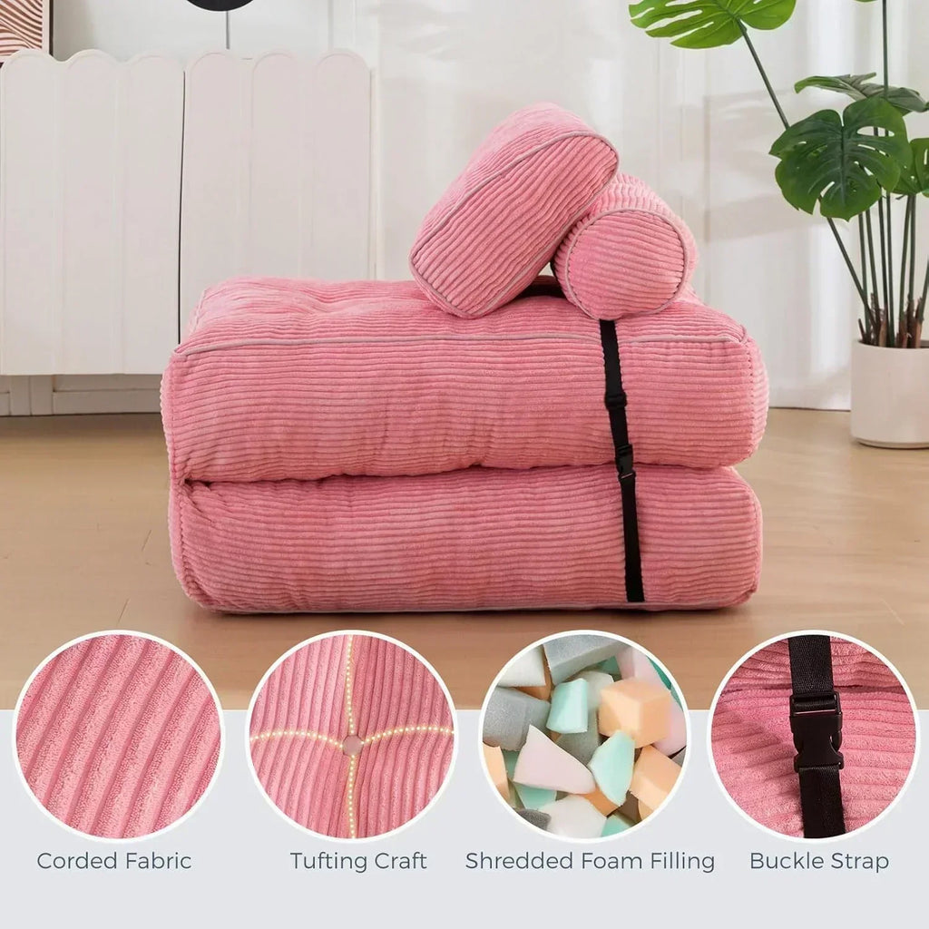 MAXYOYO Folding Sofa Bed Convertible Sleeper Chair with Pillow Foldable Mattress with Back Support wourant