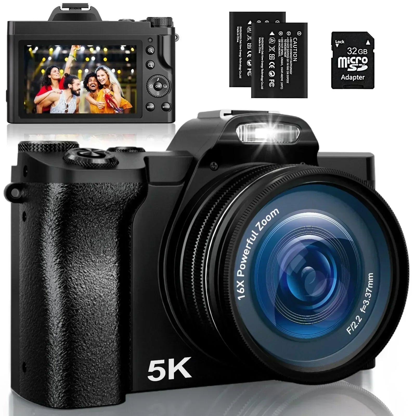 5K Digital Camera WiFi Vlogging Camera with 32G SD Card wourant