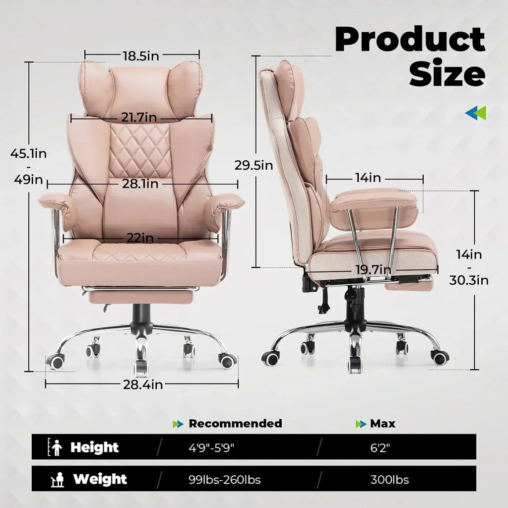 Large high back office chair high back leather gaming chair with footrest wourant