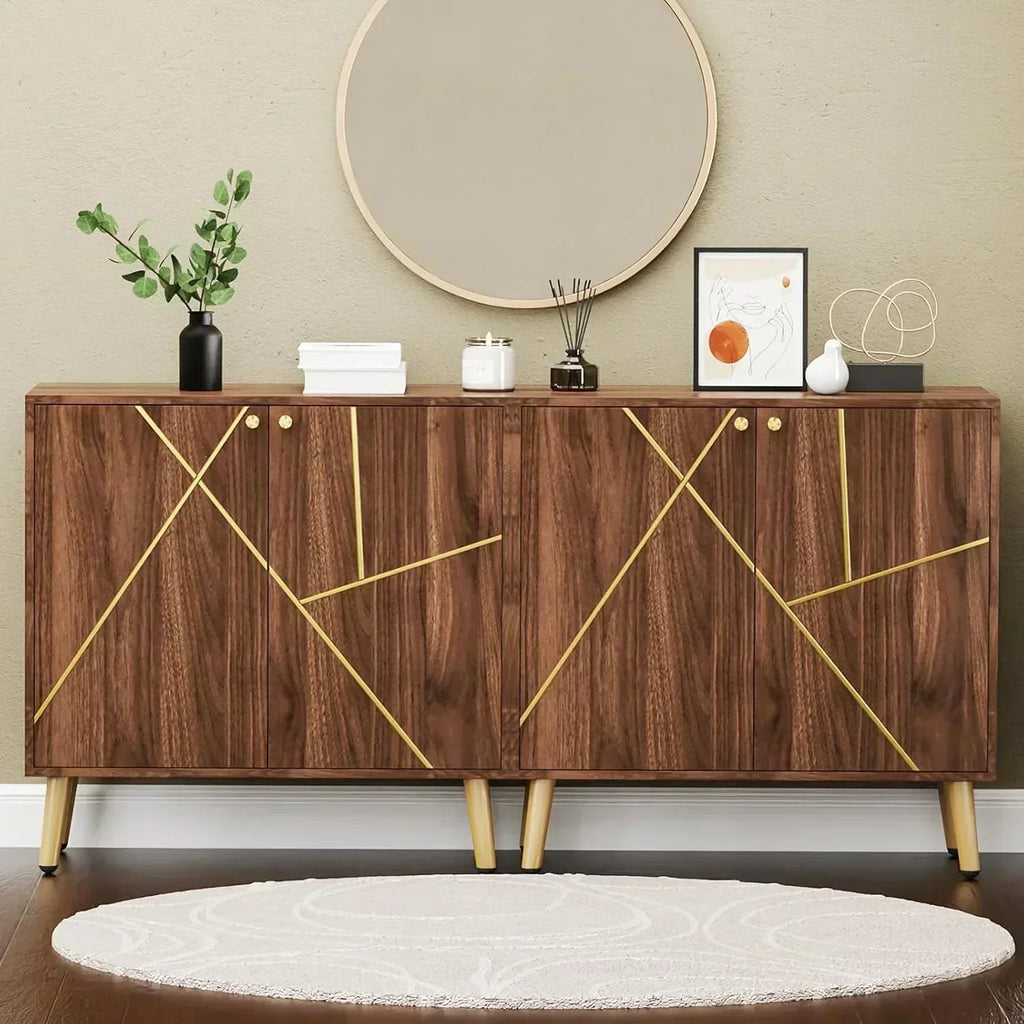 Free Standing Cabinet Black Wood for Living Room Bedroom Dining Room Hallway wourant