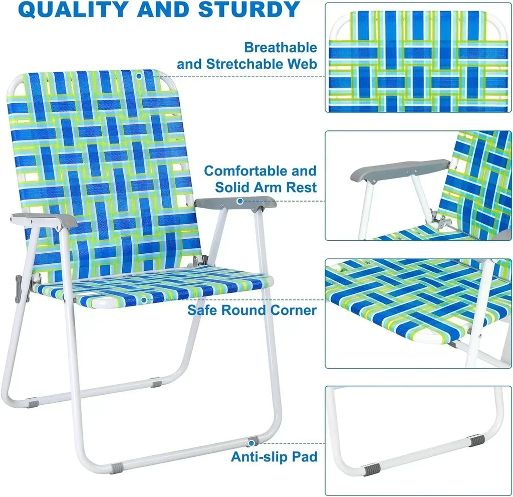 VINGLI Patio Lawn Webbed Folding Chairs Set of 2 Outdoor Beach Portable Lawn Chair wourant