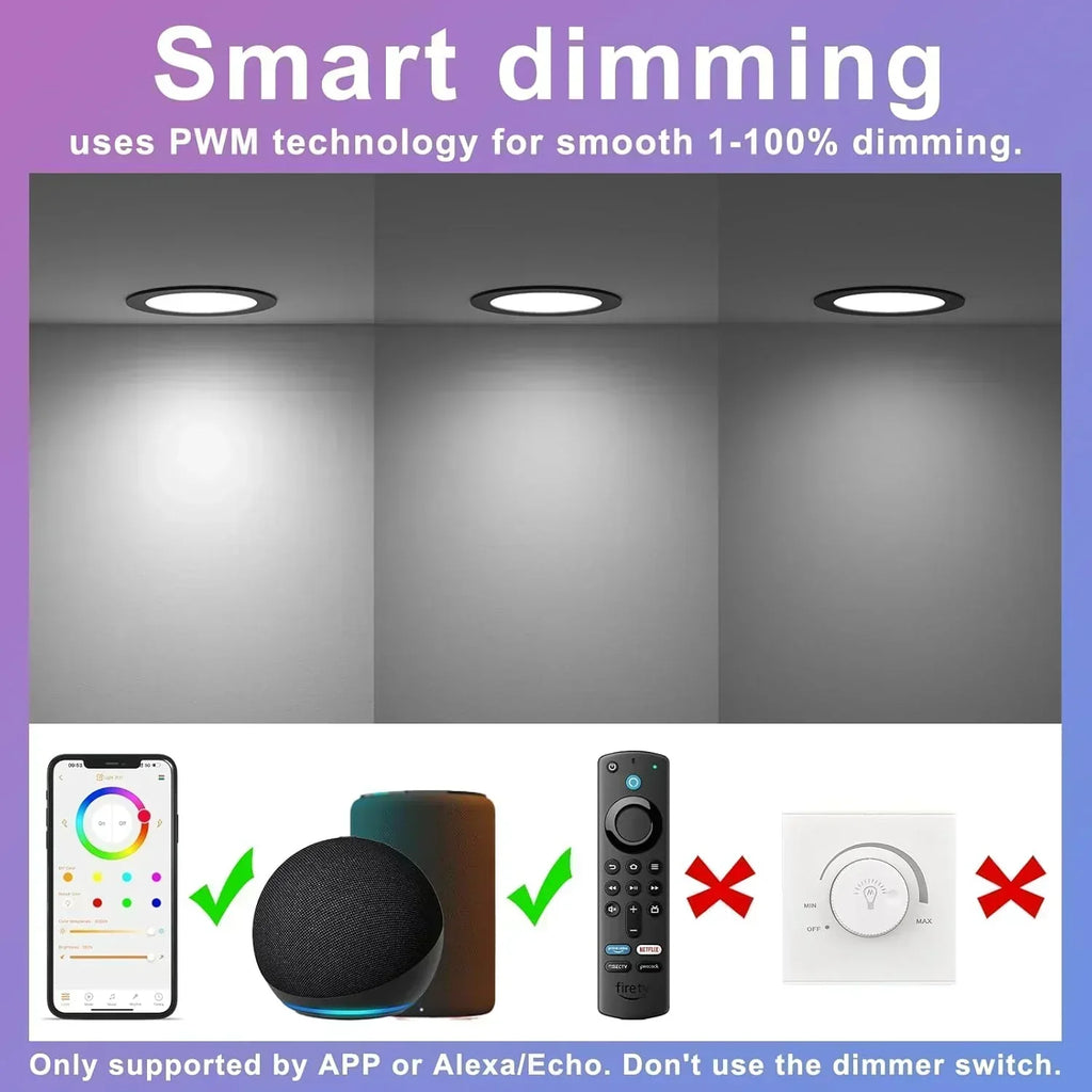Smart Recessed Lighting 4" RGBCW Color Changing 12W LED Downlight with Junction Box wourant