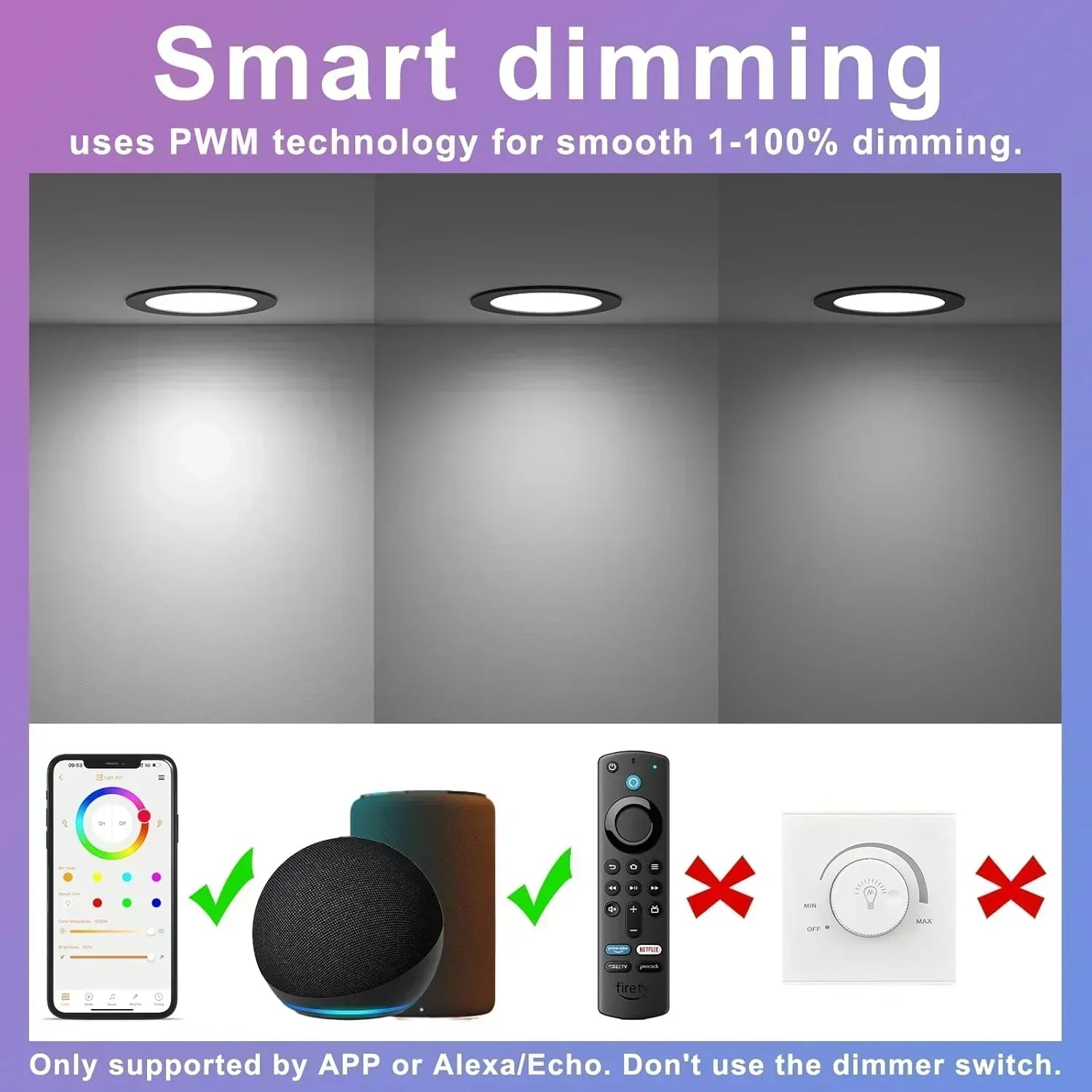 Smart Recessed Lighting 4" RGBCW Color Changing 12W LED Downlight with Junction Box wourant