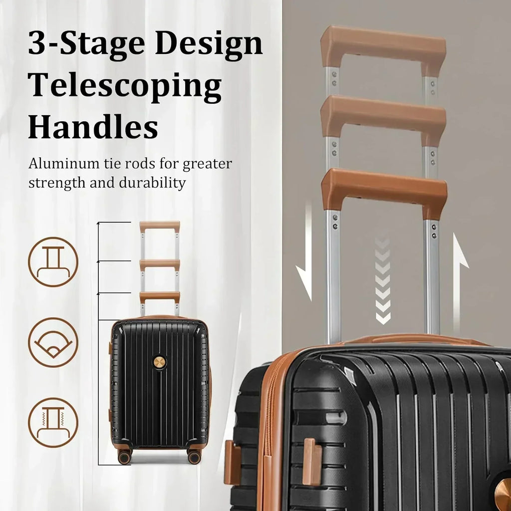 5-piece PP hardshell lightweight travel carry-on luggage set with dual spinner wheels wourant