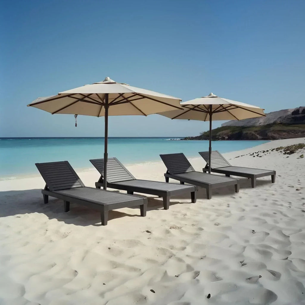 Patio Chairs Black Chaise Lounge Chair Outdoor 5-Position Adjustable Sun Tanning Chair wourant