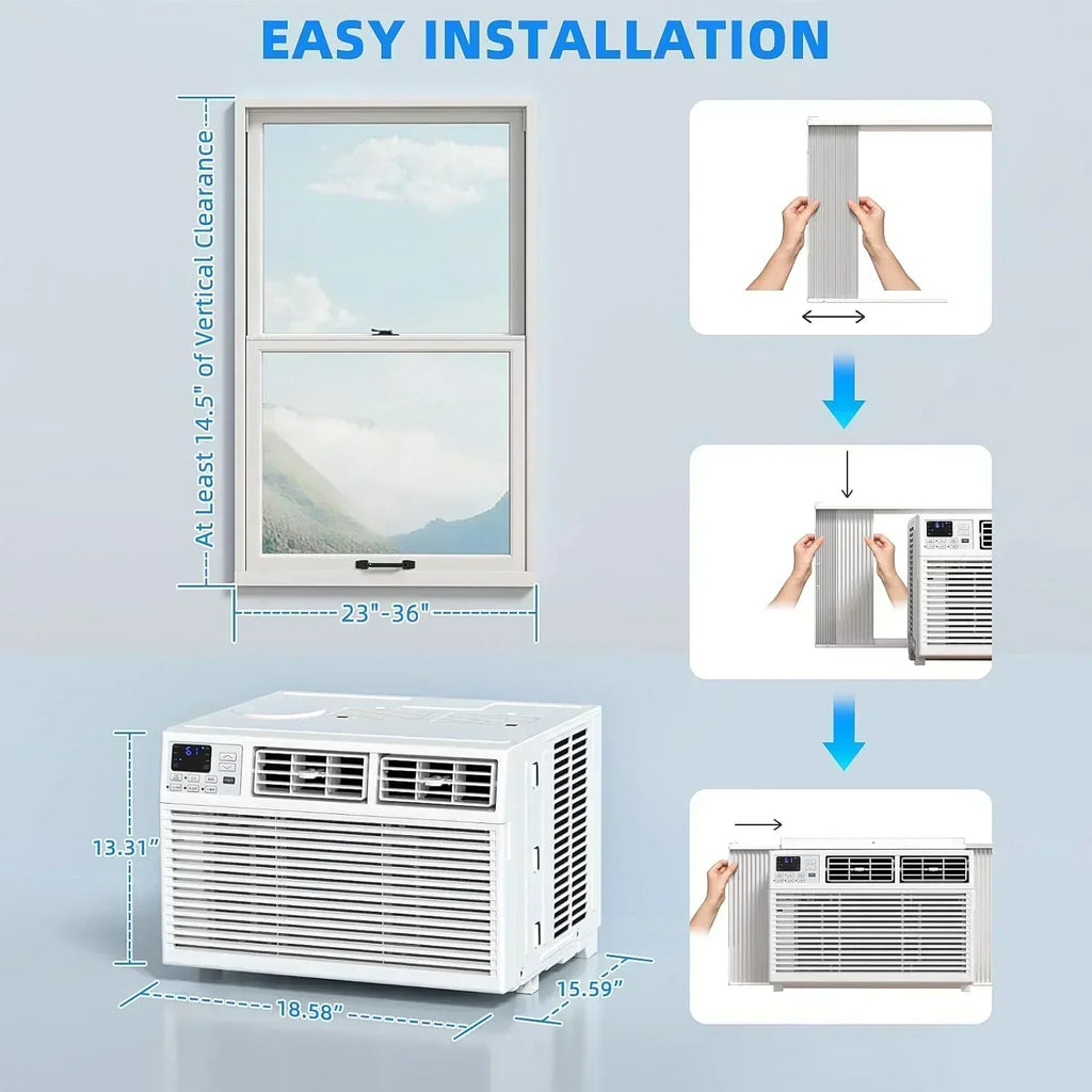 Antarctic Star 12,000 BTU U-Shaped Window Air Conditioner Unit Cools up to 550 Sq.Ft. with 6 Modes wourant