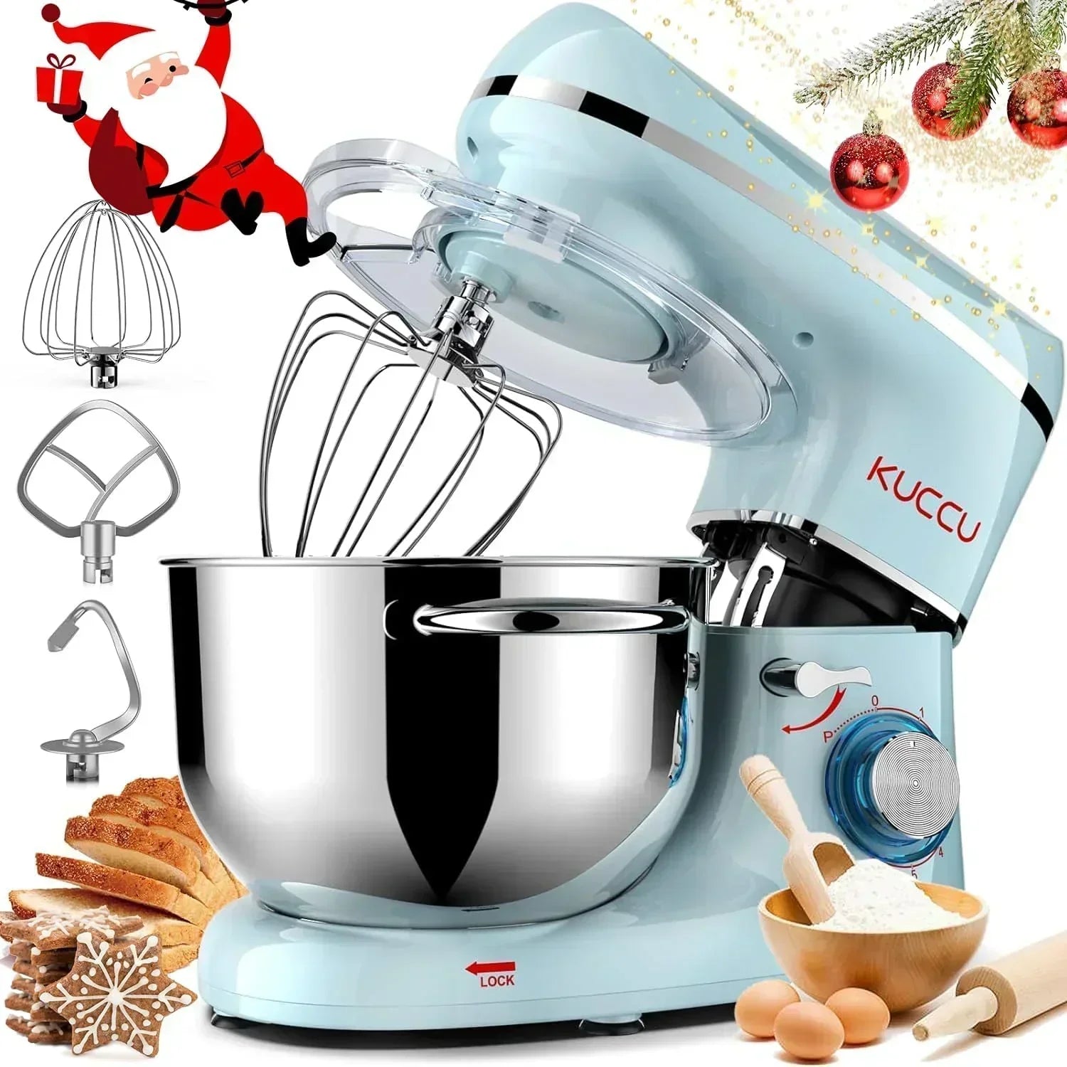 Stand Mixer 6.5 Qt 660W 6-Speed Tilt-Head Food Dough Mixer Kitchen Electric Mixer Stainless Steel wourant