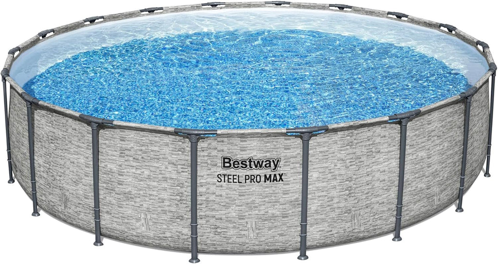 Steel Pro MAX 14 Foot x 48 Inch Round Metal Frame Above Ground Outdoor Swimming Pool Set wourant
