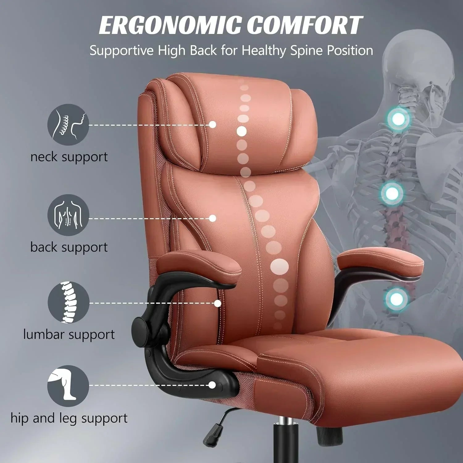 Office Chair Large High-Foot Computer Desk Chair Chair Lumbar Support Rotating Computer Chair wourant