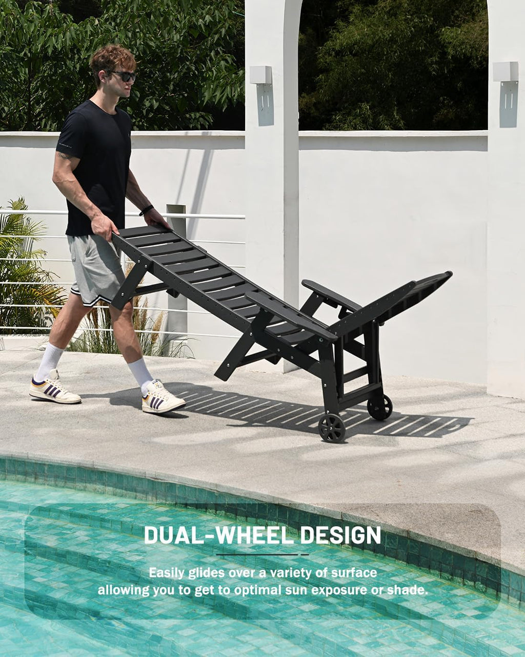 Lounge Chair Outdoor Chaise Lounge HDPE 6-Position Outdoor Chaise Lounge Patio Lounge Chair wourant