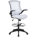 Kelista Mid-Back Black Mesh Ergonomic Drafting Chair Adjustable Foot Ring Flip-Up Arms wourant