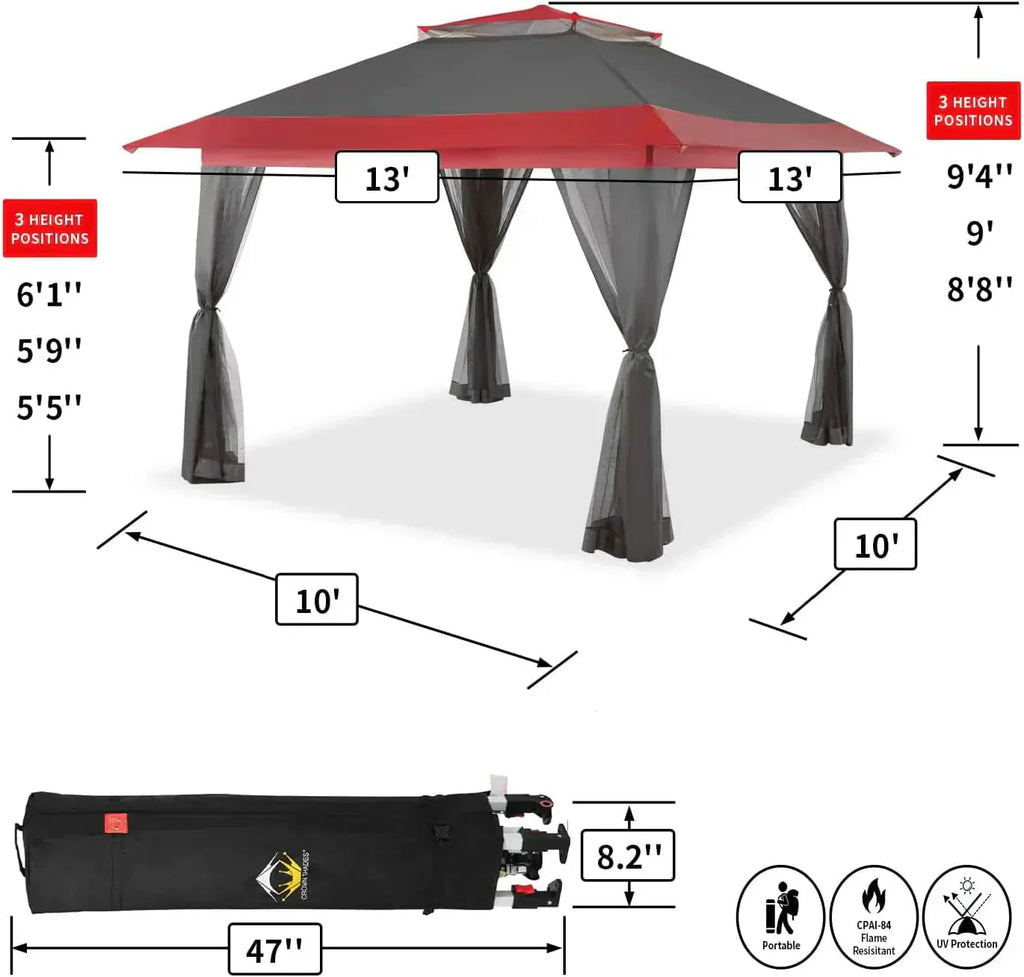 CROWN SHADES 13x13 Pop Up Gazebo Canopy Tent Gazebos on Clearance Outdoor Gazebo wourant