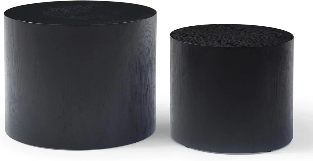 Nesting Coffee Table Set of 2 Modern Round Coffee Table with Non-Slip Feet Circle Accent Tables wourant