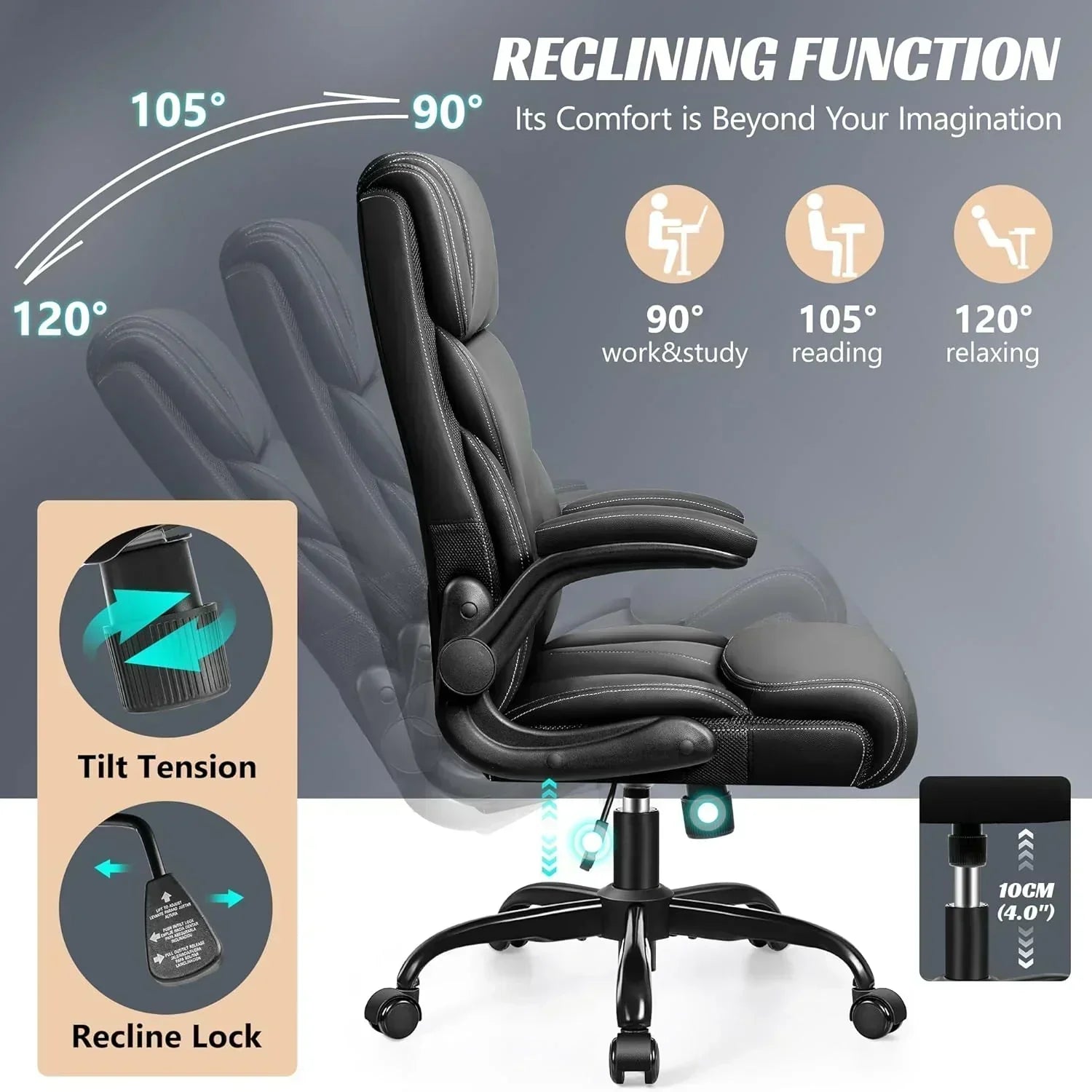 Office Chair Large High-Foot Computer Desk Chair Chair Lumbar Support Rotating Computer Chair wourant
