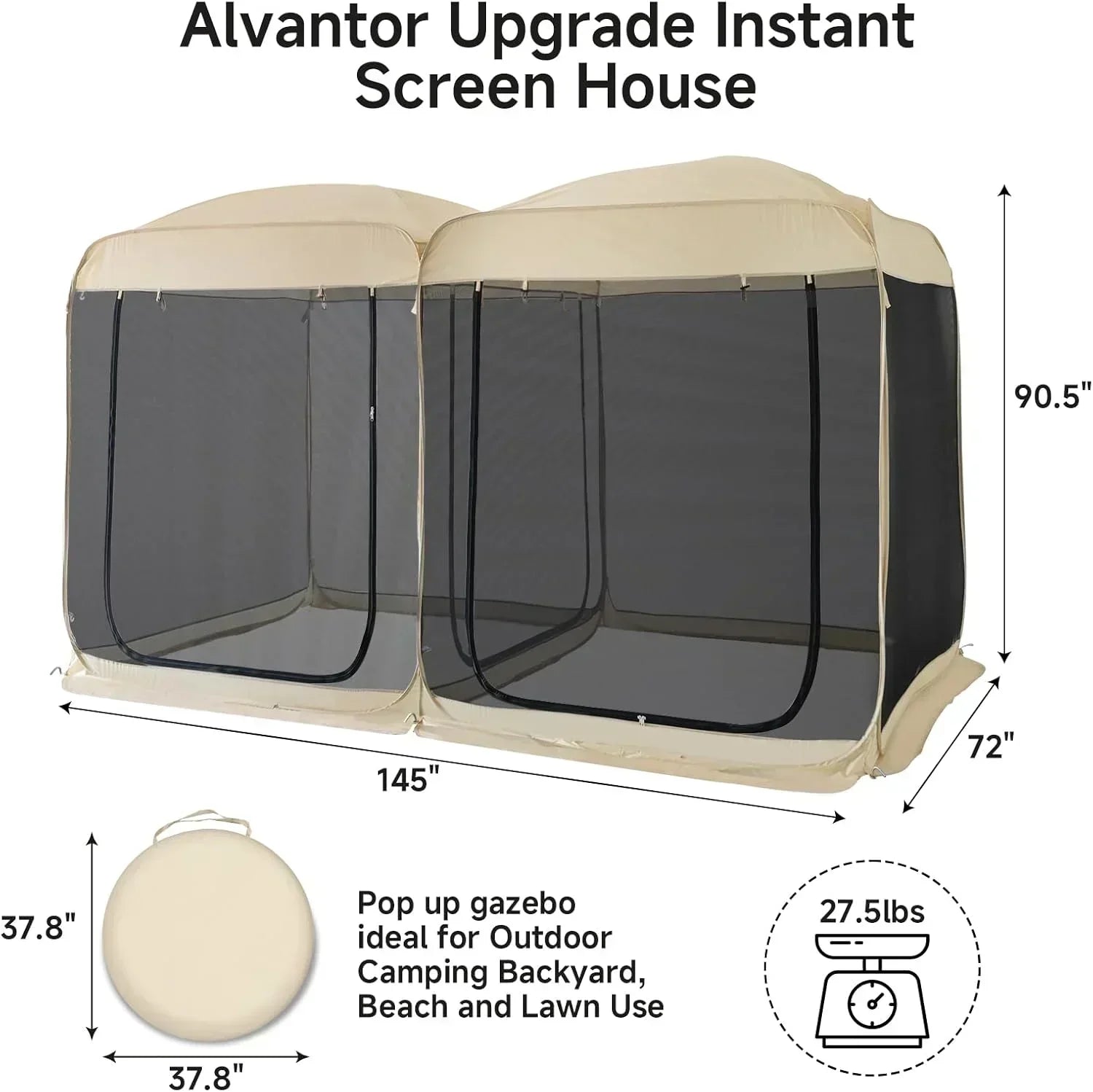 Alvantor Screen House Gazebo Pop Up Igloo Screened Canopy Tent with Mosquito Netting Sides wourant