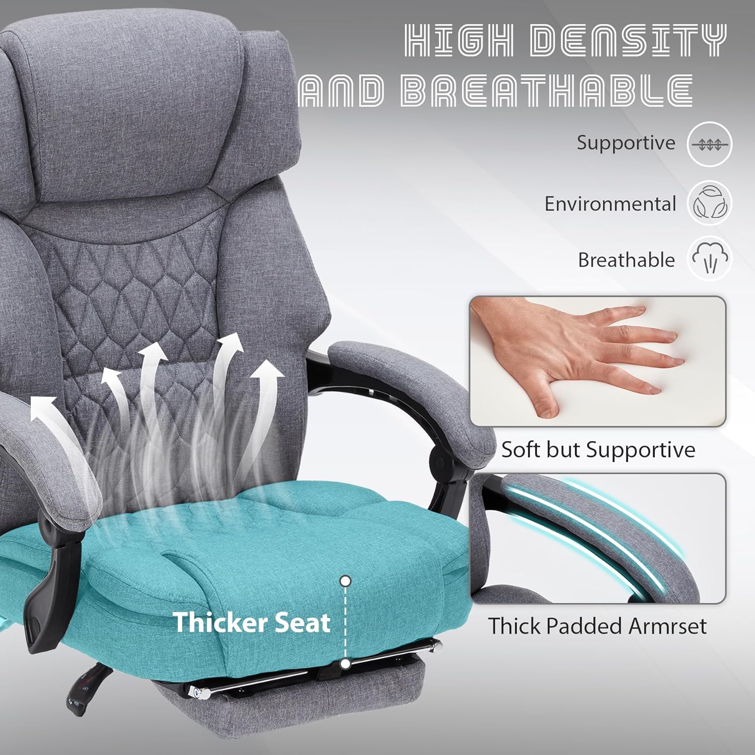 Massage Office Chair with Footrest 6 Point Vibration and Heating Home Office Desk Chair wourant